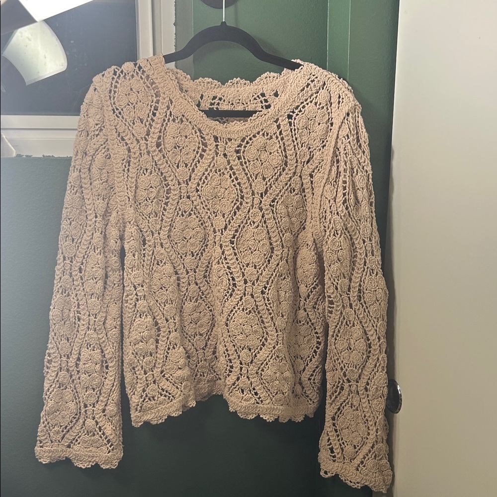 Beige Crochet Sweater